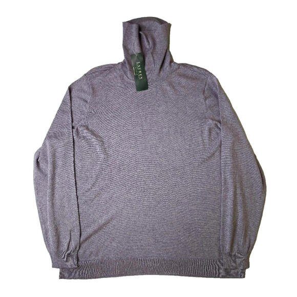 Lauren Ralph Lauren Vintage Purple Silk Turtleneck Sweater Womens 1x XL NEW NWT - Picture 1 of 9